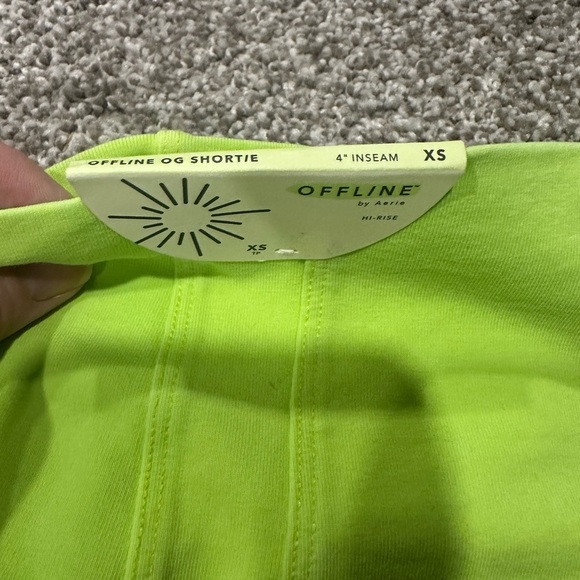 NWT Aerie Shortie Original Short Court Hi Rise Biker Shorts Neon Green XS - Picture 3 of 6